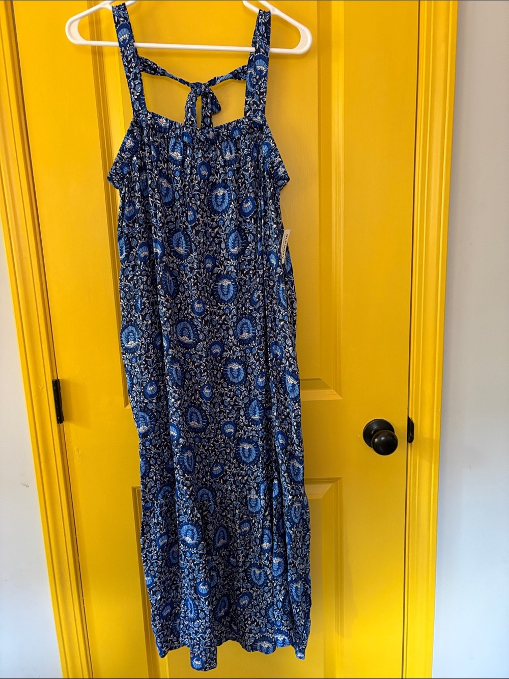 Old Navy Blue Paisley Maxi Dress with Tie-Back